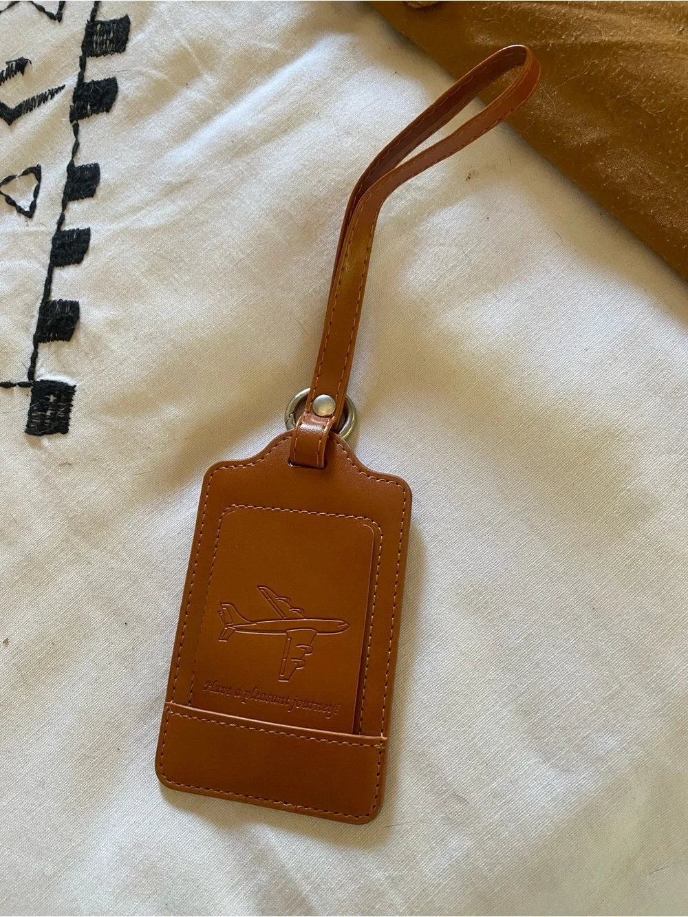 Leather Luggage Tag - Brown Travel ID Holder